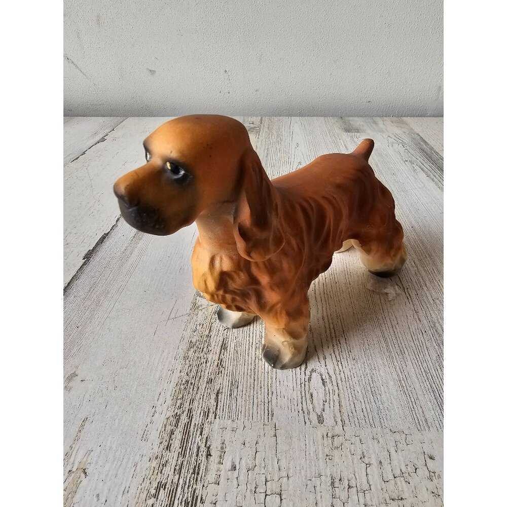 Highmount bisque cocker‎ spaniel dog statue porcelain vintage brown puppy decor